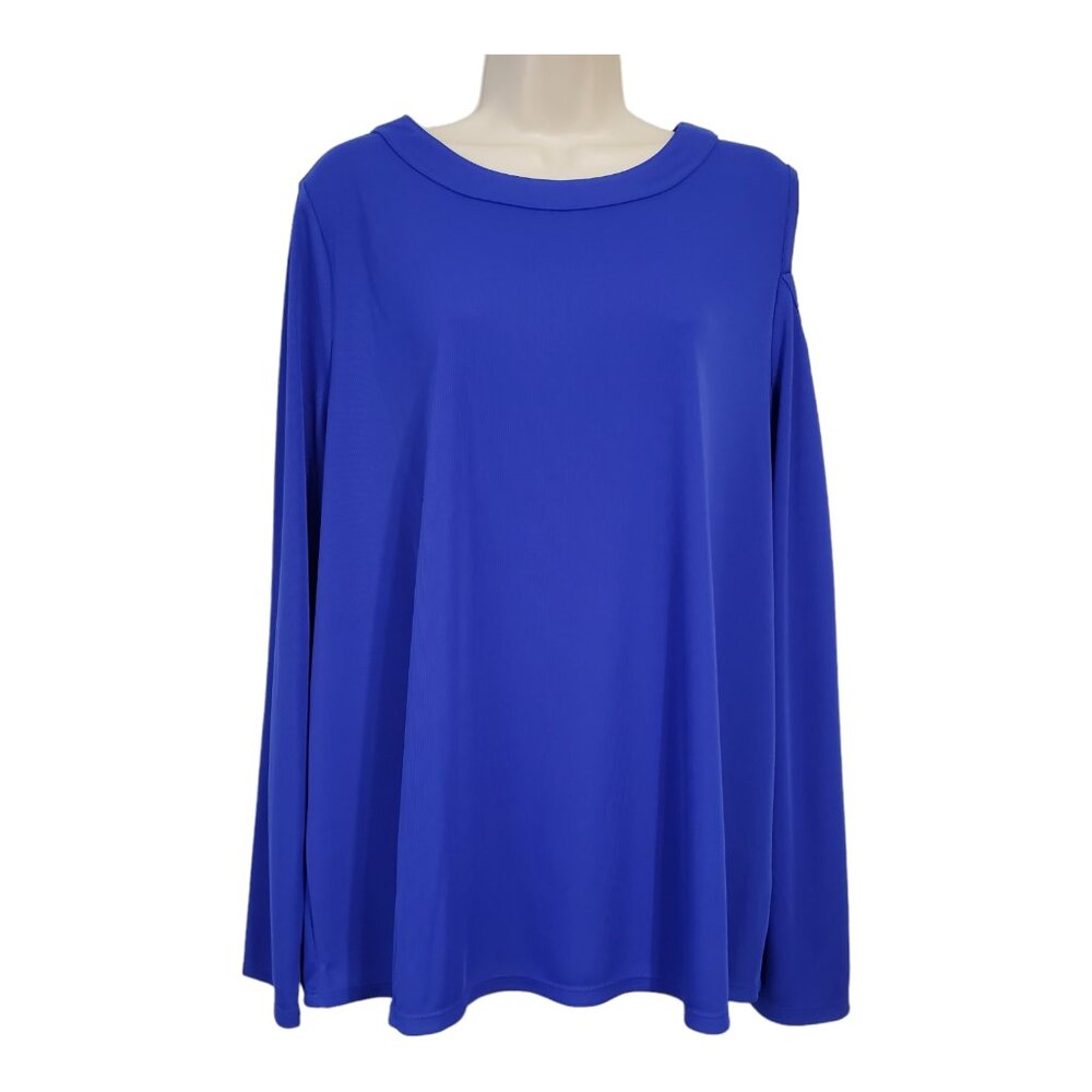 NWT Asymmetrical Long Sleeve Top Cold Shoulder Cato Women's XL Long Sleeve Blue